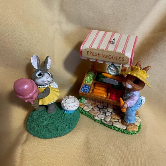 Farmer's Market Tender Touches and Bunny with Ice Cream Tender Touches Figurine - Picture 1 of 6